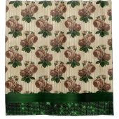 魔女バラフローラ |ピンクとグリーンのグラムオンアイボリー シャワーカーテン (正面)