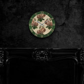 魔女バラフローラ |ヴィンテージクリームピンクとグリーン ラウンド壁時計