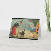 魔女ビクトリアンと猫のハロウィーンカードを再発行 カード (正面)