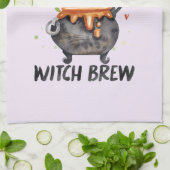 魔女ビール – 魔女を身に着けた猫 キッチンタオル (折り畳み)
