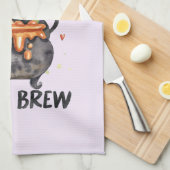 魔女ビール – 魔女を身に着けた猫 キッチンタオル (四つ折り)