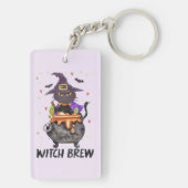 魔女ビール – 魔女を身に着けた猫 キーホルダー (裏面)