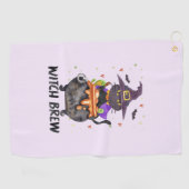 魔女ビール – 魔女を身に着けた猫 ゴルフタオル (横)