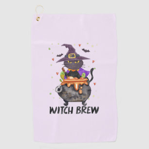 魔女ビール – 魔女を身に着けた猫 ゴルフタオル