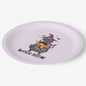 魔女ビール – 魔女を身に着けた猫 ペーパープレート (アングル)