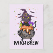 魔女ビール – 魔女を身に着けた猫 ポストカード (正面)