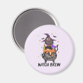魔女ビール – 魔女を身に着けた猫 マグネット (正面/裏面)