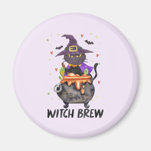 魔女ビール – 魔女を身に着けた猫 マグネット (正面)