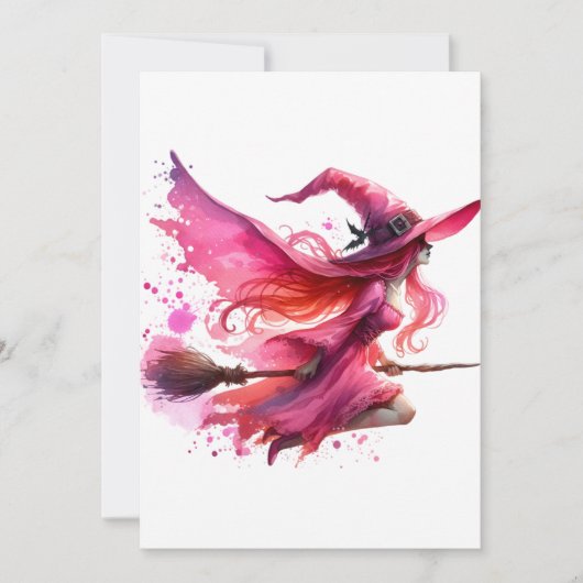 魔女ピンクのハロウィンの日 招待状 (正面)