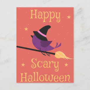 魔女フクロウコウモリのいる怖いハロウィンの夜 ポストカード