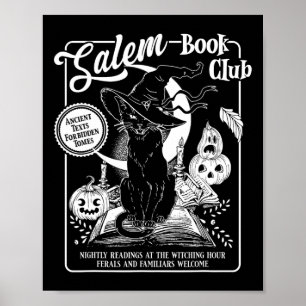 魔女ブッククラブブックレトロハロウィンブラックキャット ポスター