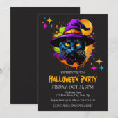魔女ブラックキャット仮装ハロウィンパーティー 招待状 (正面/裏面)