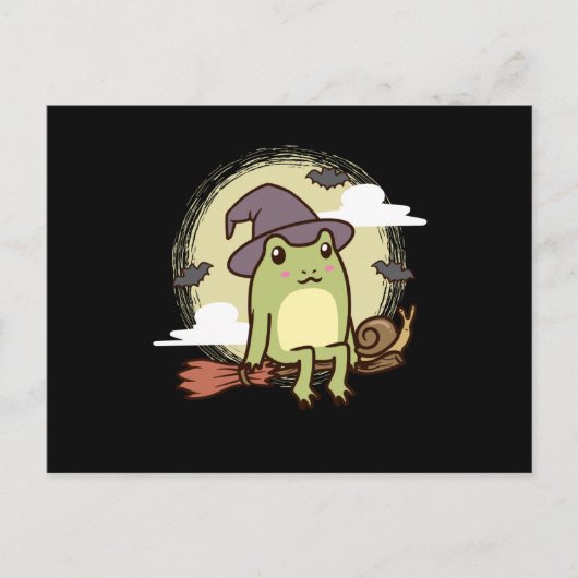 魔女ブロムカタツムリとコテージコアエステティックカエル ポストカード (正面)