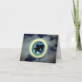 魔女ブロムスティックフルムーンハロウィーンノートカード カード (正面)