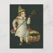 魔女ブロムハロウィーンのカボチャのちょうちんカボチャ黒猫 ポストカード (正面)