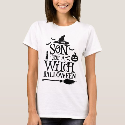 魔女ベビーの面白いハロウィーンの息子 Tシャツ (正面)