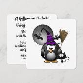魔女ペンギンの子供たちのハロウィンパーティー 招待状 (正面/裏面)