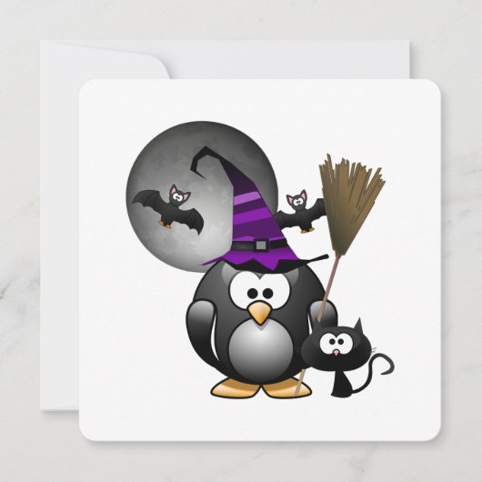 魔女ペンギンの子供たちのハロウィンパーティー 招待状 (正面)