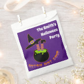 魔女ホットスープおかしいハロウィーン名前をカスタムする フェイバーバッグ (クリップ留めされた状態)