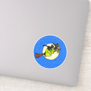 魔女ホールディングハット飛んでいる過去ムーンオンブロム猫 シール