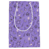 魔女ポーション紫の錬金術パターンハロウィーン ミディアムペーパーバッグ (正面)