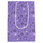 魔女ポーション紫の錬金術パターンハロウィーン ミディアムペーパーバッグ (裏面)