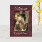 魔女マジカル誕生日カード カード (黄色い花)