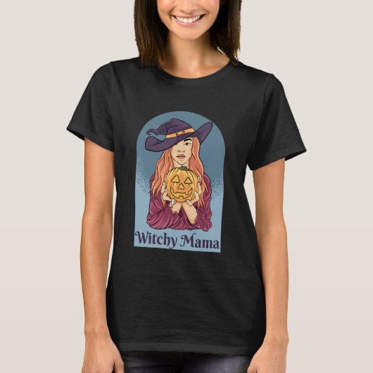魔女ママ - ハロウィン Tシャツ (正面)