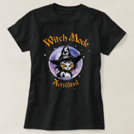 魔女モード起動ヴィンテージハロウィーンキャットTシャツ Tシャツ
