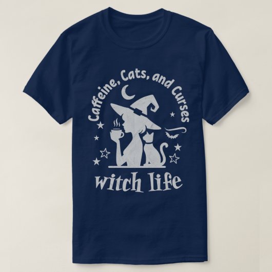 魔女ライフカフェイン猫と呪いのTシャツ Tシャツ (デザイン正面)