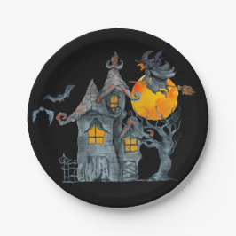 魔女不気味をテーマにしたハロウィーン ペーパープレート