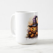 魔女不気味帽をかぶったジャック・o・ランタン コーヒーマグカップ (正面左)