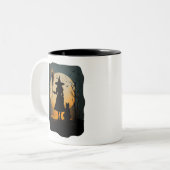 魔女不気味猫ブロムーン白熱［赤熱］光を放つハロウィン ツートーンマグカップ (正面左)