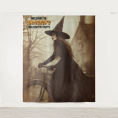 魔女乗用自転車ハロウィンつるの背景 タペストリー (正面)