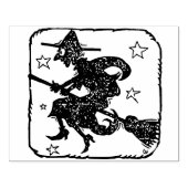 魔女乗馬ほうきイラストレーションアートスタンプ ラバースタンプ (インプリント)