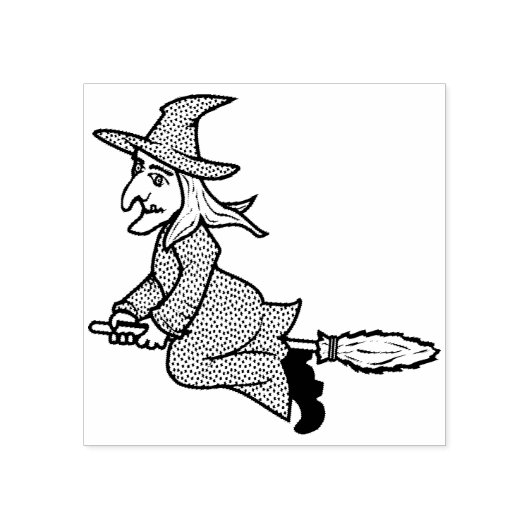 魔女乗馬箒2イラストレーションアートスタンプ ラバースタンプ (インプリント)