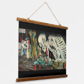 魔女国芳の手による骸骨 吊り下げ型タペストリー (傾斜あり)