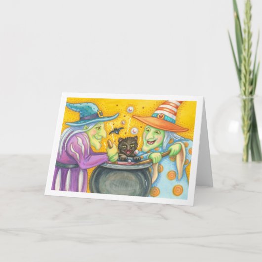 魔女姉妹と黒猫グリーティングカー空白のド カード (正面)