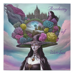 魔女学院の空想的なファンタジーデジタルアート フェイクキャンバスプリント