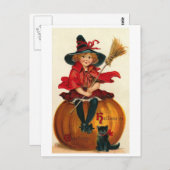 魔女小さな女の子 ポストカード (正面/裏面)