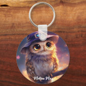 魔女帽をかぶったかわいいフクロウ キーホルダー (裏面)