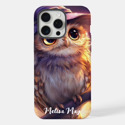 魔女帽をかぶったかわいいフクロウ iPhoneケース (裏面)