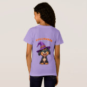 魔女帽をかぶったかわいい犬 Tシャツ (裏面フル)