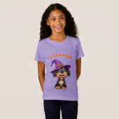 魔女帽をかぶったかわいい犬 Tシャツ (正面フル)