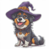 魔女帽をかぶったハッピードッグ シール (正面)
