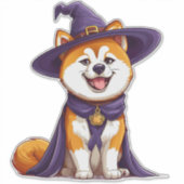 魔女帽をかぶったハッピードッグ シール (正面)