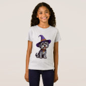 魔女帽をかぶったハッピードッグ Tシャツ (正面フル)