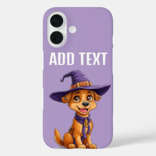 魔女帽をかぶった元気な犬 iPhone 16ケース