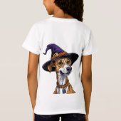 魔女帽をかぶった元気な犬 Tシャツ (裏面)