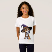 魔女帽をかぶった元気な犬 Tシャツ (正面フル)